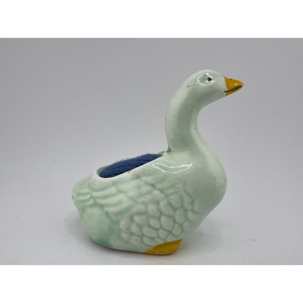Vintage Mint Green Ceramic Glossy GOOSE Pincushion B15822